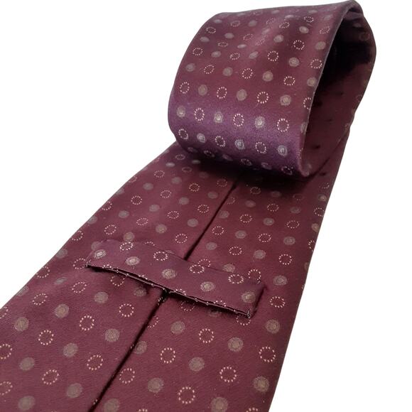 Murano 100% Silk Mens Necktie Maroon Wine Gold Mens Holiday Neck Tie - Picture 2 of 7